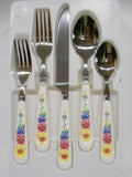 ❤️ NEW 20-pc Corelle SUMMER BLUSH Stainless FLATWARE Set Pansy Floral