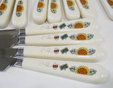 20-pc Corelle SUNBLOSSOMS FLATWARE SET Regent Sheffield / Sandstone Bees Seeds Sunflowers