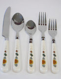 20-pc Corelle SUNBLOSSOMS FLATWARE SET Regent Sheffield / Sandstone Bees Seeds Sunflowers
