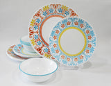 ❤️ Corelle TERRACOTTA DREAMS 12-pc DINNERWARE SET Mexican Tile Turquoise Yellow Orange