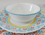 ❤️ Corelle TERRACOTTA DREAMS 12-pc DINNERWARE SET Mexican Tile Turquoise Yellow Orange