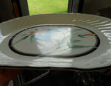 ❤️ 1 EUC Corelle TIGER LILY SERVING PLATTER Plate Orange Wildflower Swirl Rim