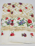 4-pc FLORAL TRELLIS Cotton Kitchen DISH TOWELS & Locking Turner Tongs UTENSILS