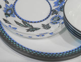 ❤️ 16-pc Corelle VERANDA DINNERWARE SET *Blue Gray Aqua Floral & Seaside Tiles