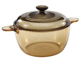 4-pc PYREX Corning VISIONS Amber 2.6-Qt COOKPOT Stewpot & 1.5-Qt SAUCEPAN Pot