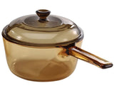 4-pc PYREX Corning VISIONS Amber 2.6-Qt COOKPOT Stewpot & 1.5-Qt SAUCEPAN Pot