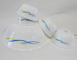 ❤️ 6-pc Corelle WAVES Snack SET 1-Qt SERVING & 6-oz RAMEKINS BOWLS Blue Yellow