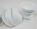 ❤️ 6-pc Corelle WAVES Snack SET 1-Qt SERVING & 6-oz RAMEKINS BOWLS Blue Yellow