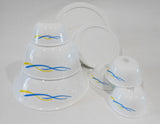 ❤️ 8-pc Corelle WAVES BOWL SET 1-Qt SERVING + 28-oz & 6-oz RAMEKINS Blue Yellow