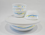 ❤️ 8-pc Corelle WAVES BOWL SET 1-Qt SERVING + 28-oz & 6-oz RAMEKINS Blue Yellow
