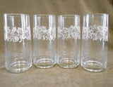 ❤️ NEW 4 Corelle WHITE LACE / COLONIAL MIST 16-oz TUMBLER GLASSES Floral Spray