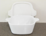❤️ NEW 2-pc CORNINGWARE WHITE PETITE P-43 & Plastic COVER Pyroceram Dish Pan