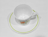 ❤️ 1 NEW Corelle Corning WILDFLOWER CUP & SAUCER SET Orange Poppy Green Band