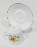 ❤️ 1 NEW Corelle Corning WILDFLOWER CUP & SAUCER SET Orange Poppy Green Band