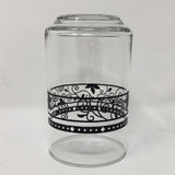 ❤️ 1 CORELLE Corning BLACK WINDING GATE 8-oz JUICE GLASS 4" Lowfoot Floral Scrolls