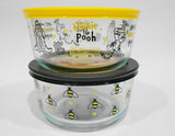 ❤️ 4-pc PYREX WINNIE THE POOH & BEE HAPPY 4 Cup Storage Bowls Set *Yellow Black