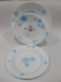 ❤️ Corelle WINTER MAGIC 8.5" LUNCH PLATE *Christmas Snowman Blue Snowflakes