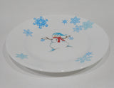 ❤️ Corelle WINTER MAGIC 8.5" LUNCH PLATE *Christmas Snowman Blue Snowflakes