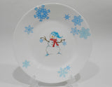 ❤️ Corelle WINTER MAGIC 8.5" LUNCH PLATE *Christmas Snowman Blue Snowflakes
