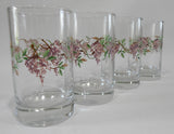 ❤️ NEW 4 Corelle Coordinates WISTERIA 7-oz JUICE GLASSES *Purple Floral & Vines