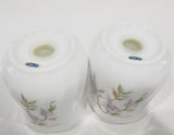 *NEW Corelle WISTERIA SALT & PEPPER SHAKER SET Purple Floral Porcelain Japan
