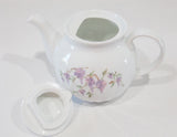 *New CORELLE Porcelain WISTERIA SET 1-Qt TEAPOT Purple Floral & Vines White Swirls