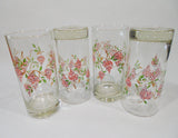 ❤️ 4 NEW Corelle WISTERIA 16-oz TUMBLER GLASSES Tall Hi-Ball Cooler Iced Tea *Purple Floral