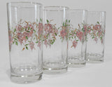 ❤️ 4 NEW Corelle WISTERIA 16-oz TUMBLER GLASSES Tall Hi-Ball Cooler Iced Tea *Purple Floral