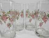 ❤️ 4 NEW Corelle WISTERIA 16-oz TUMBLER GLASSES Tall Hi-Ball Cooler Iced Tea *Purple Floral