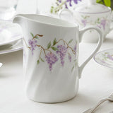 🪻CORELLE Porcelain WISTERIA Cream Sugar Set *Purple Floral & Vines White Swirls