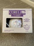 *New CORELLE Porcelain WISTERIA SET 1-Qt TEAPOT Purple Floral & Vines White Swirls