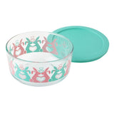 ❤️ PYREX 4 Cup Glass Storage Bowl SPRING FLING BUNNY Love Pink Turquoise Blue Hearts