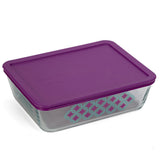 Pyrex DIAMONDS 11 Cup RECTANGULAR Food Storage Container TURQUOISE PURPLE
