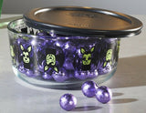 PYREX 4 Cup HALLOWEEN Glass Storage Bowl & Cover *BLACK BATS Creepy
