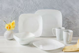 16-pc Corelle PURE WHITE SQUARE Dinnerware Set *Dinner, Lunch Plates, Bowls & Mugs