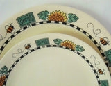 ❤️ GUC 1 Corelle SUNBLOSSOMS 8.5" LUNCH PLATE Sandstone Sunflowers Seeds Bees